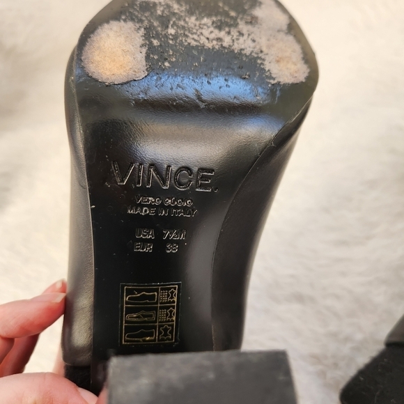 Vince Aren Open Toe Black Leather Bootie Size 7.5 - Picture 3 of 13